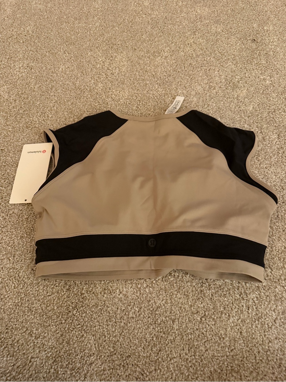 Lululemon Nulu Cropped Short-Sleeve Shirt Retro Remix Set Sheer Oak/Black L NWT - Picture 4 of 4